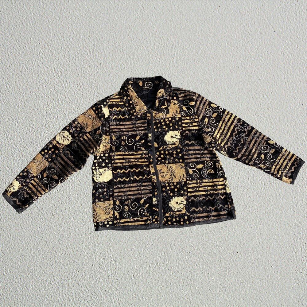 Bohemian Patchwork Reversible Thin Jacket, Boho C… - image 1